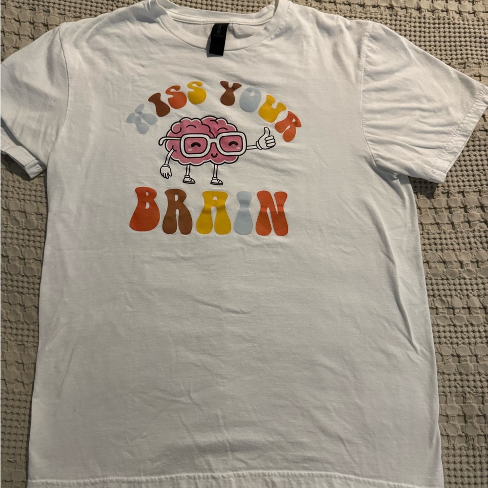 🥰LOWEST PRICE 🥰White teacher Tee with Colorful Graphic